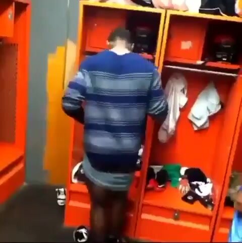Black ass spanked in locker room