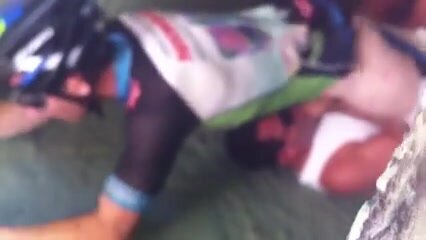 Cyclist gets sucked off