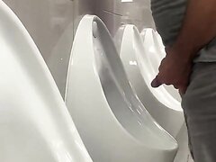 Bearded Dad Plays with Himself at Urinal