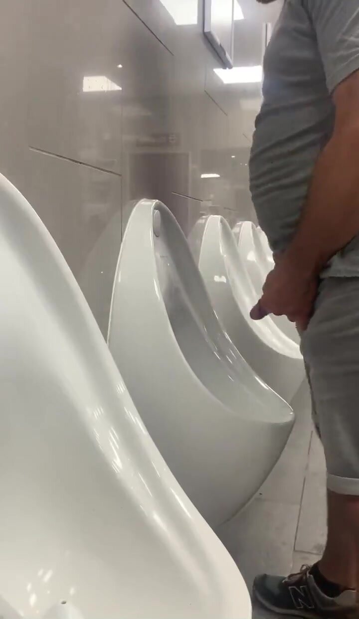 Bearded Dad Plays with Himself at Urinal