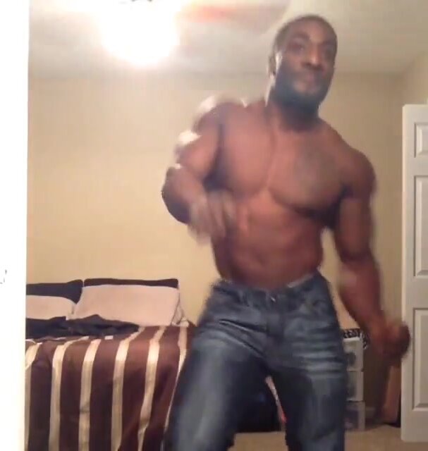 Muscular black dancing