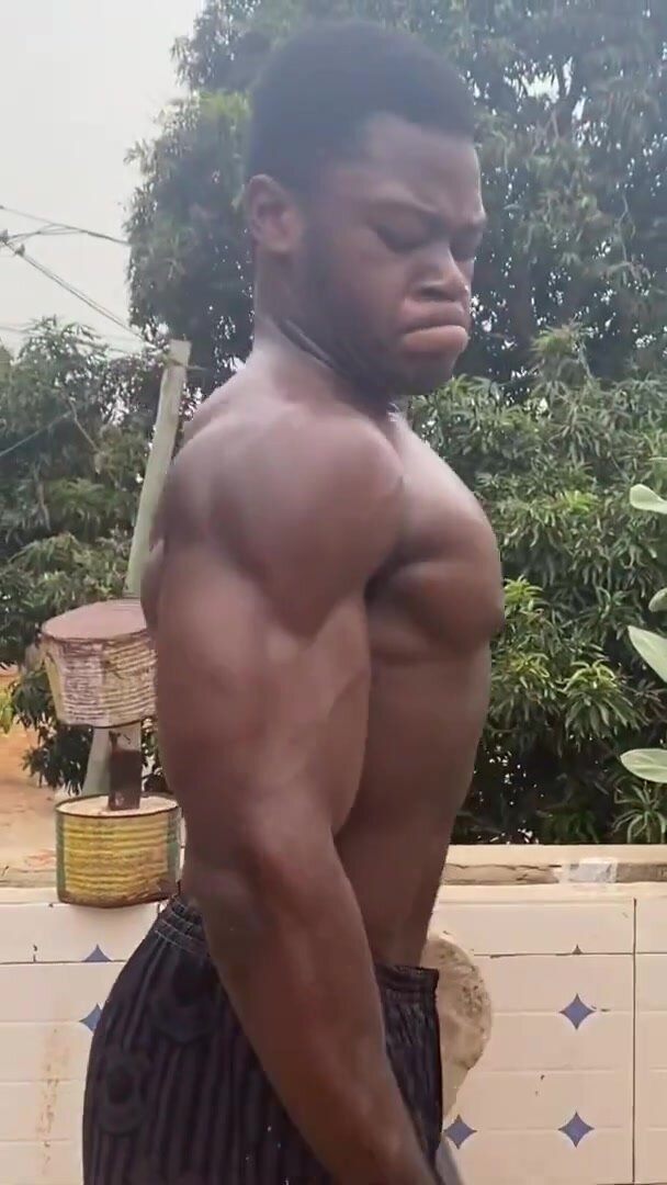 African teen bodybuilder
