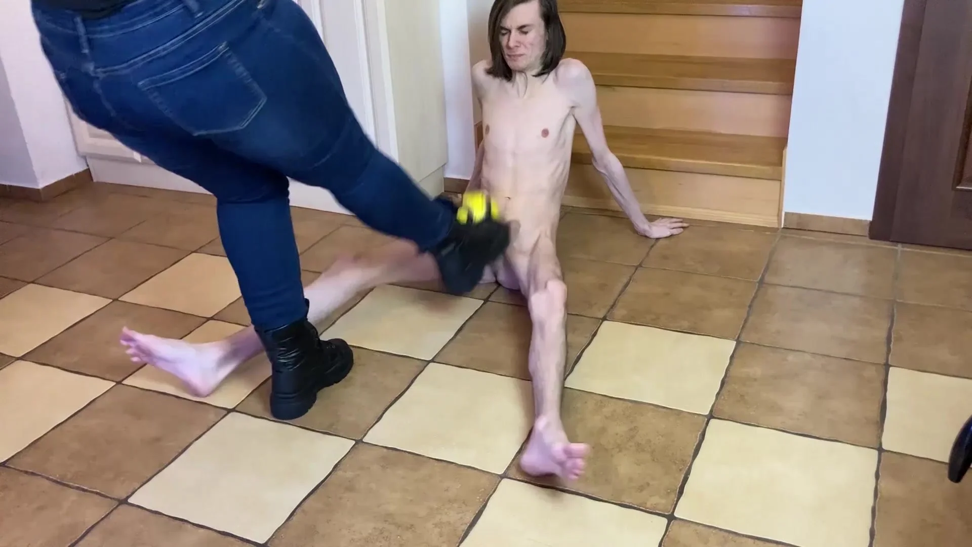 She almost ripped off his testicles! BALLBUSTING - ThisVid.com