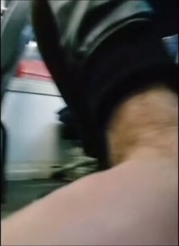 Serbian guy jerks off & cums in train