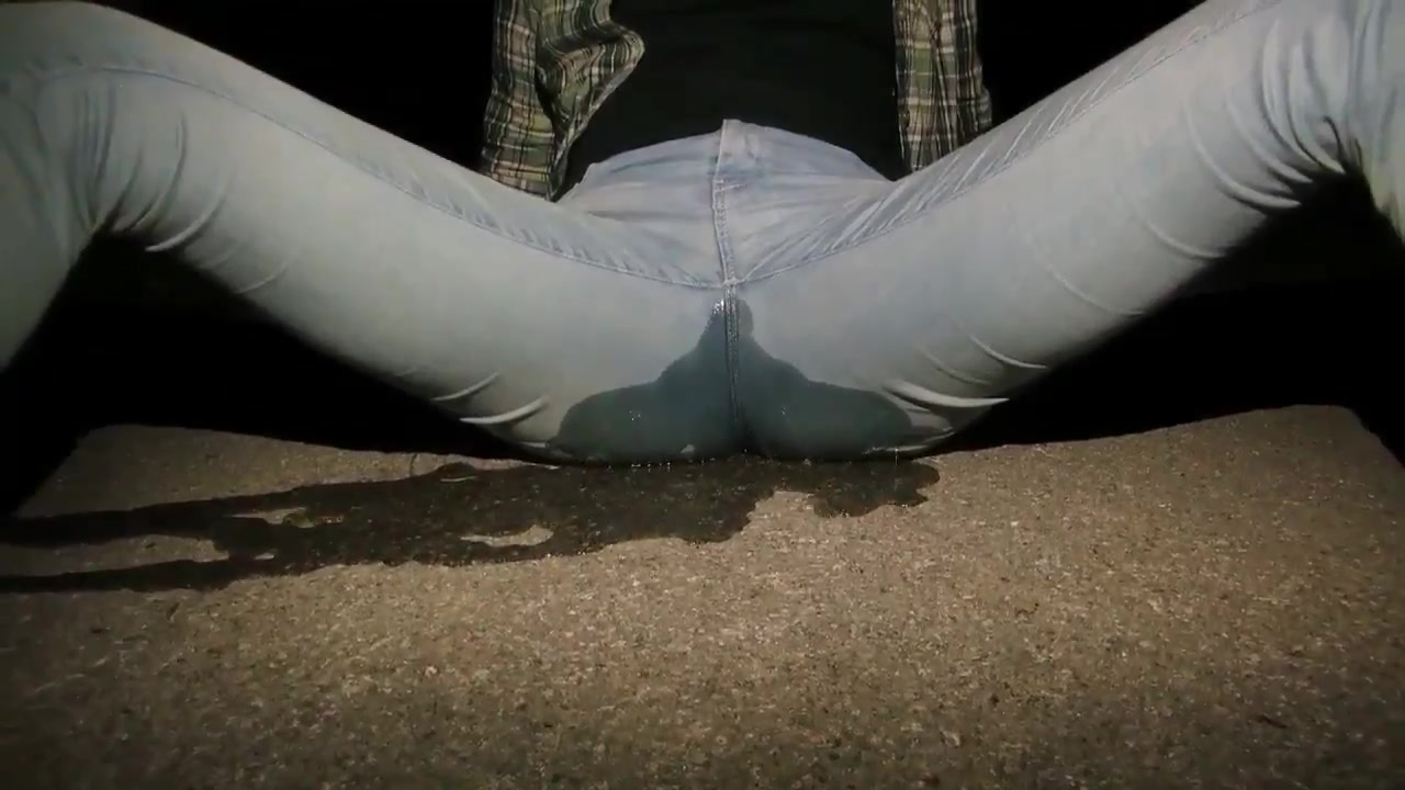 My outdoor piss in jeans in underground public