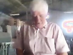 Straight old man flashes dick to friends