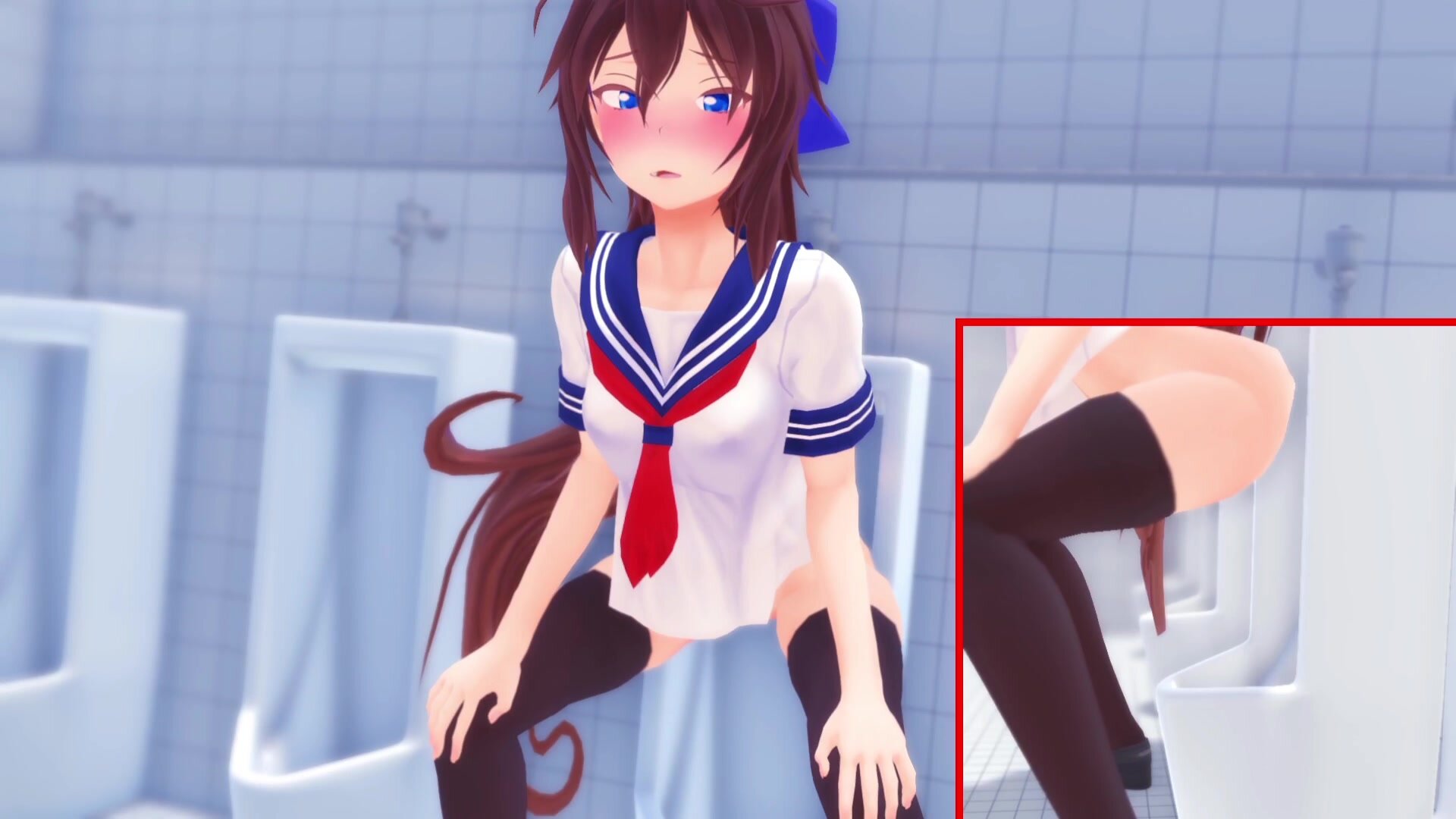 anime girl Pooping in urinals