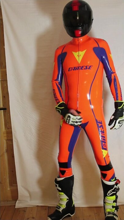 Jerk in Dainese Orange rubber suit 1